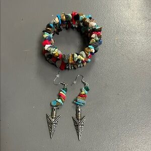 Colorful Stone Bracelet and Earrings Set